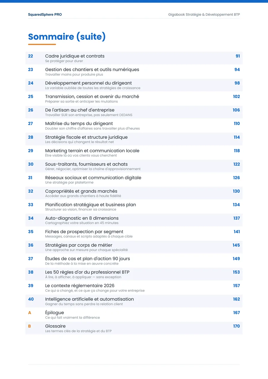 Page 5 de l’extrait du manuel Gigabook Stratégie & Développement BTP